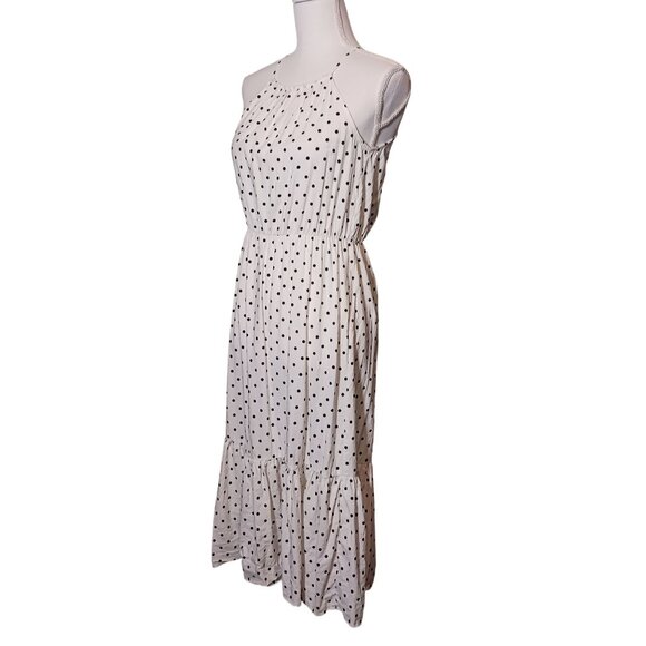 Banana Republic Sleeveless Cotton White/Black Polka-dot Tiered Midi‎ Dress XS - Picture 3 of 10